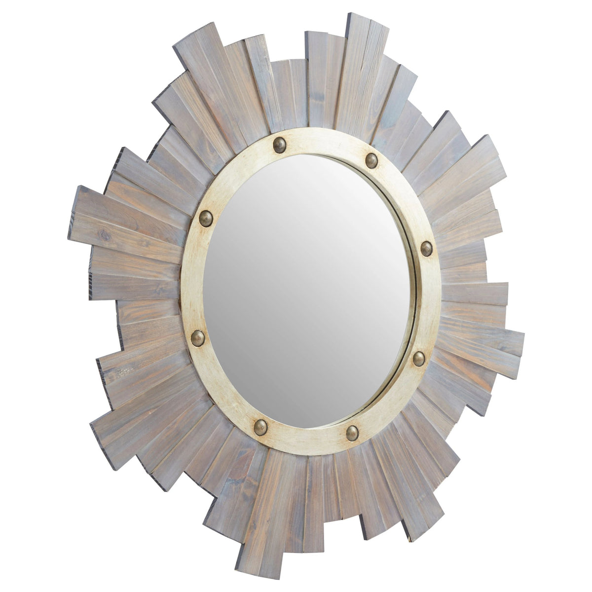 Rayelle Wooden Wall Mirror with Nail head