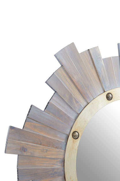 Rayelle Wooden Wall Mirror with Nail head