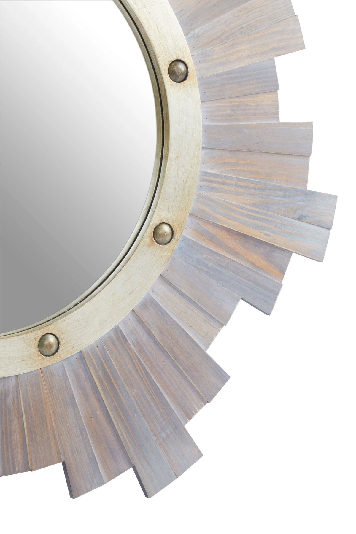 Rayelle Wooden Wall Mirror with Nail head