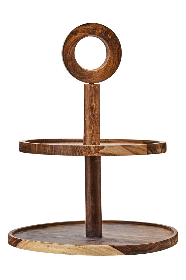 Rhythm Sheesham Wood Two Tier Cake Stand
