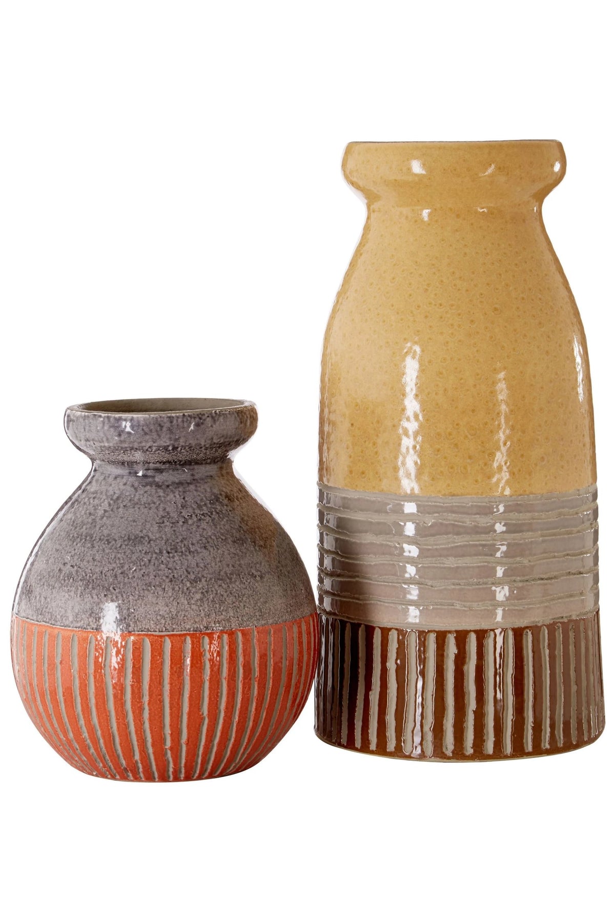 Chromelle Ochre Grey Earthenware Vase