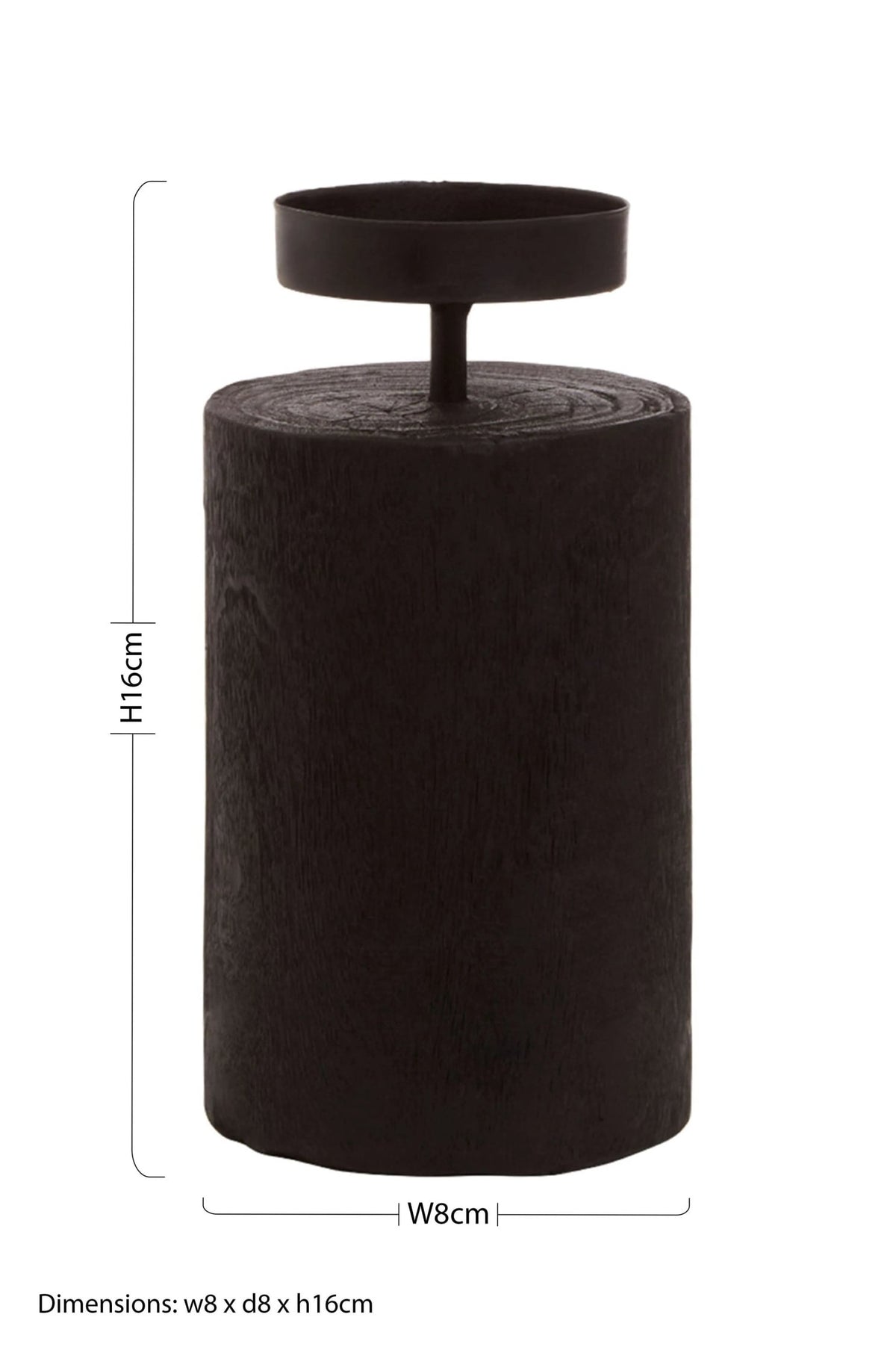 Oasis Black Wooden Large Candle Holder