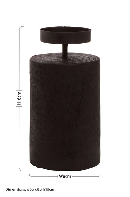 Oasis Black Wooden Large Candle Holder