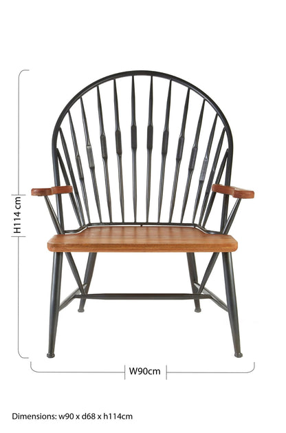 Nova Walnut Wood And Metal Armchair