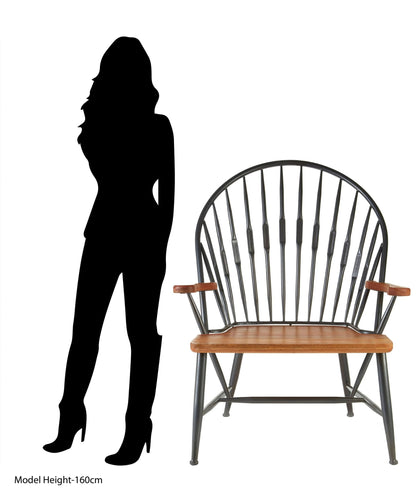 Nova Walnut Wood And Metal Armchair