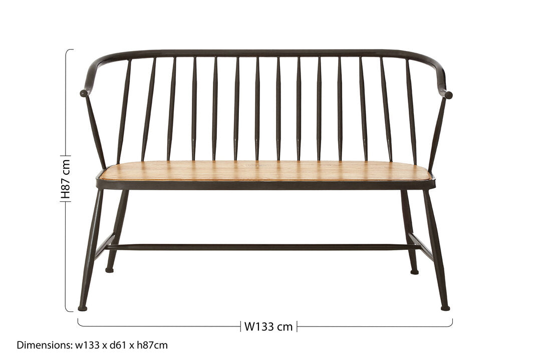 Nova Ash Wood And Metal Bench Chair