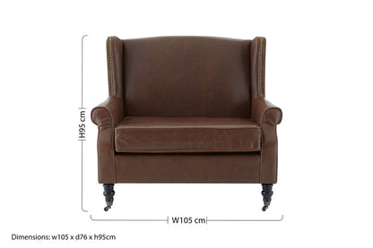 Richmond Brown Leather Effect Wing Armchair