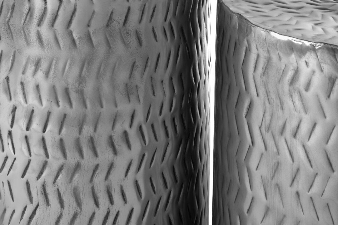 Knight Set of 2 Nickel Finish Side Tables and Stools