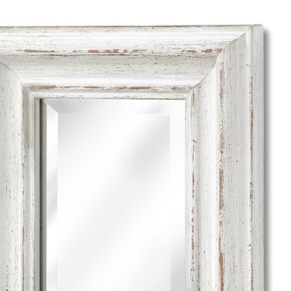 Antique White Frame Narrow Wall Mirror - Wall Mirrors from the Quanta Home collection.