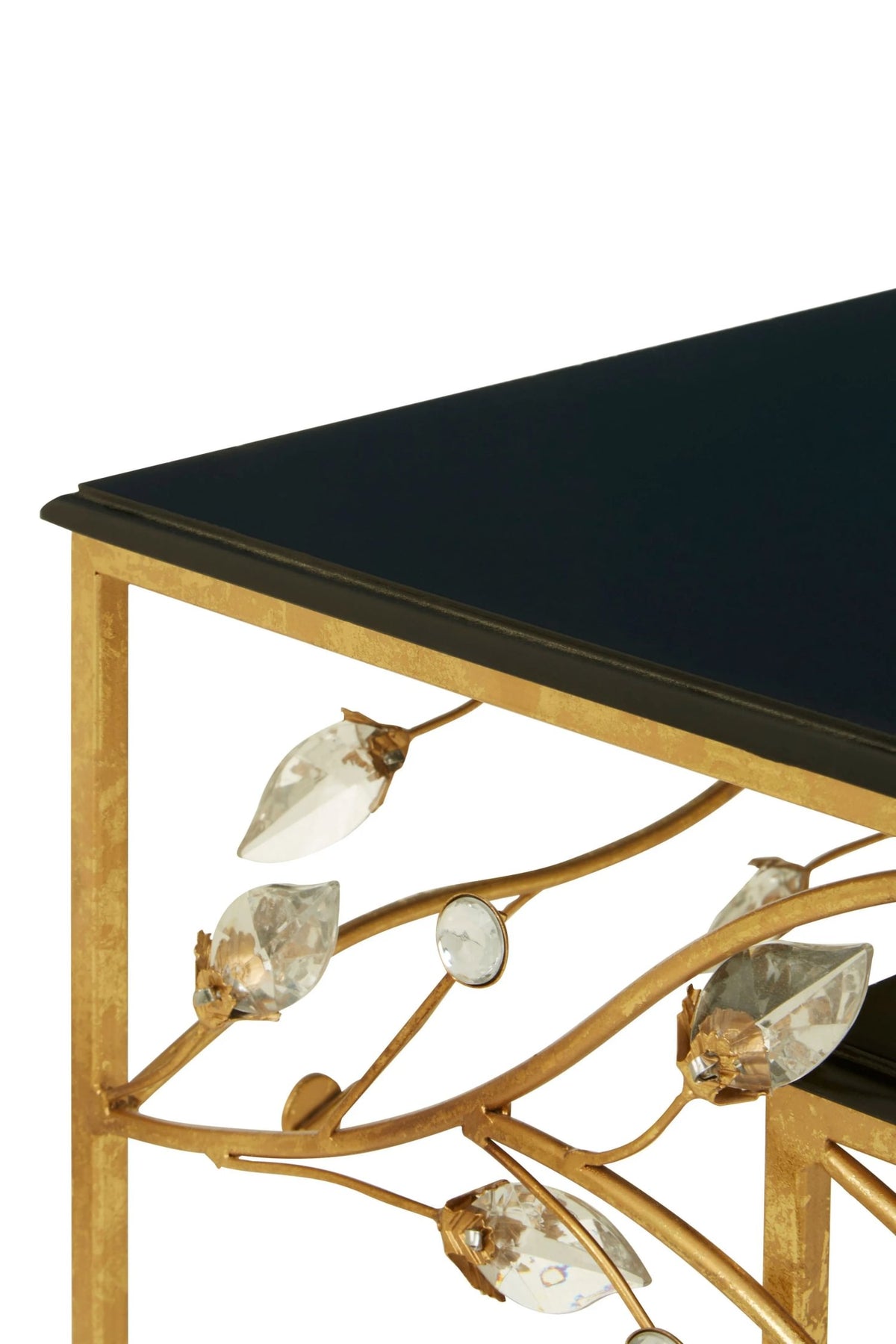Yarrow Black and Gold Finish Set of 2 Nesting Tables