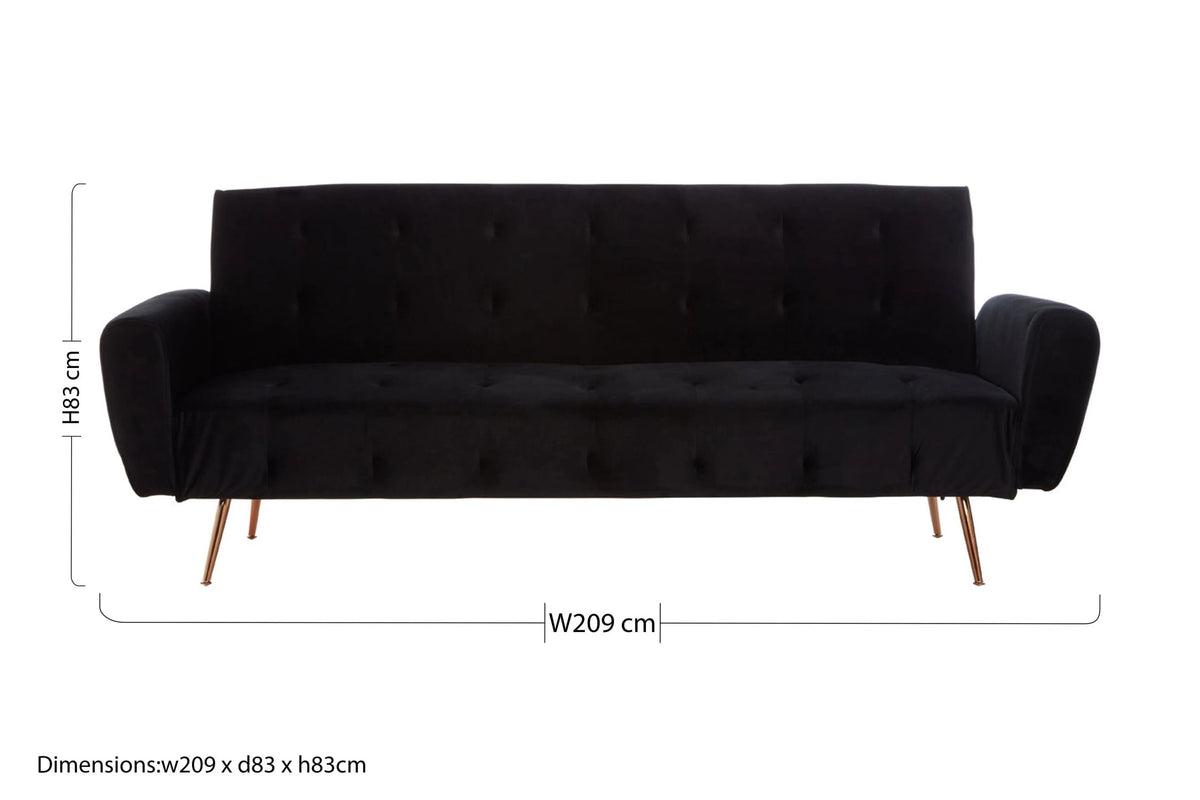 Hartley Black Velvet Sofa Bed