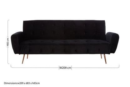 Hartley Black Velvet Sofa Bed