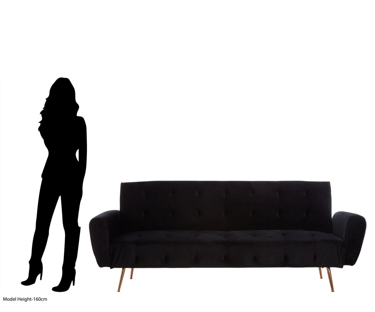 Hartley Black Velvet Sofa Bed