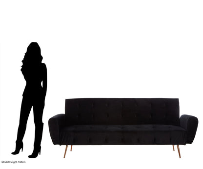 Hartley Black Velvet Sofa Bed