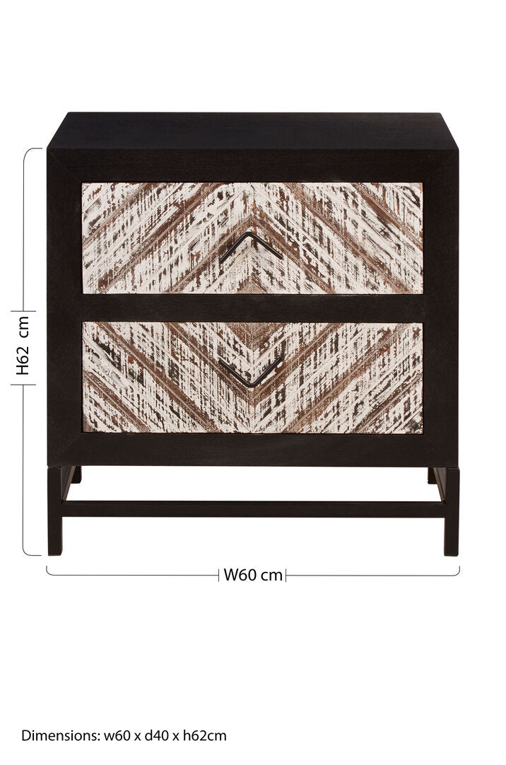 Gili Black 2 Drawer Bedside Table