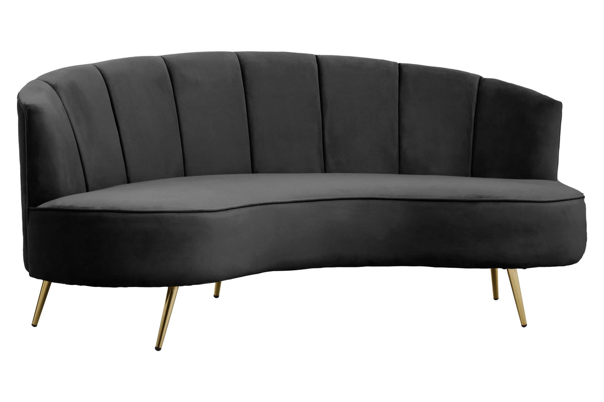 Violetta Three Seat Black Velvet Sofa