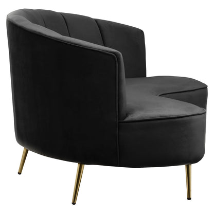 Violetta Three Seat Black Velvet Sofa