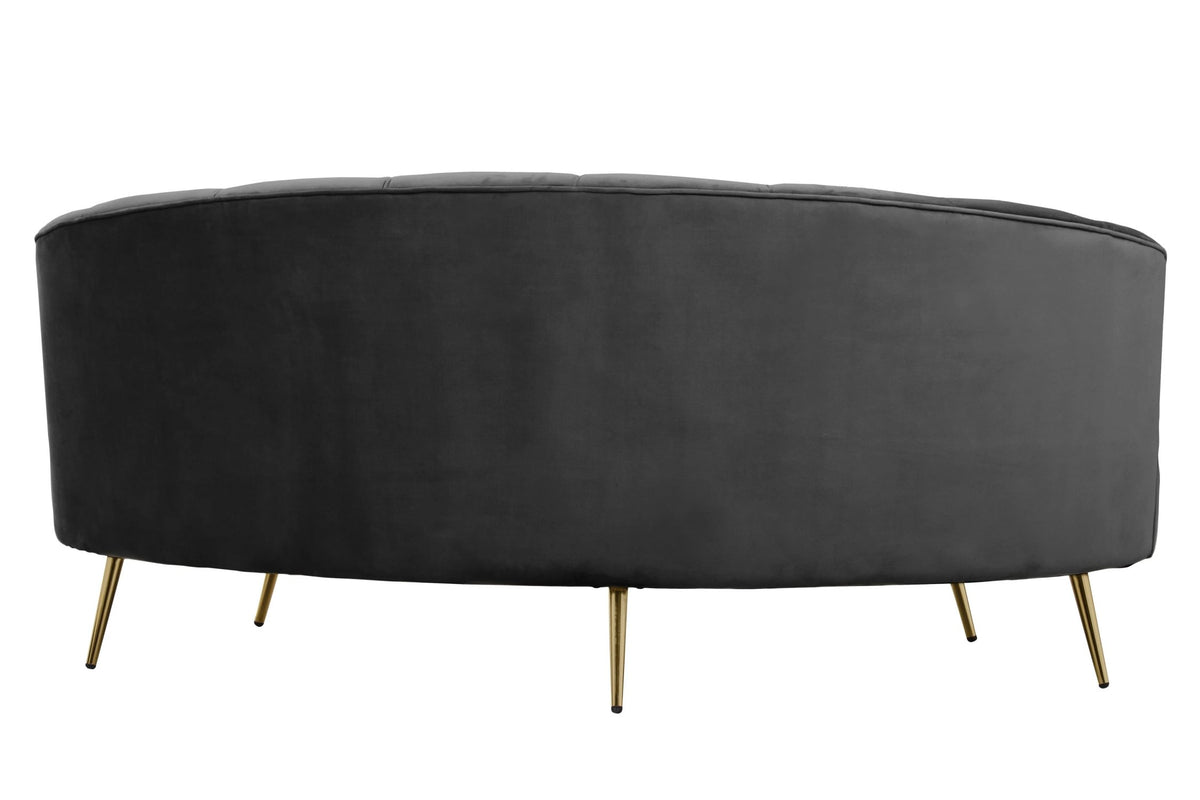 Violetta Three Seat Black Velvet Sofa