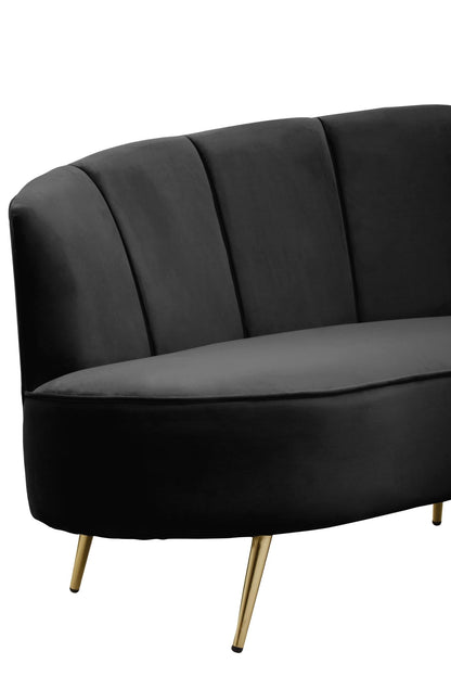Violetta Three Seat Black Velvet Sofa