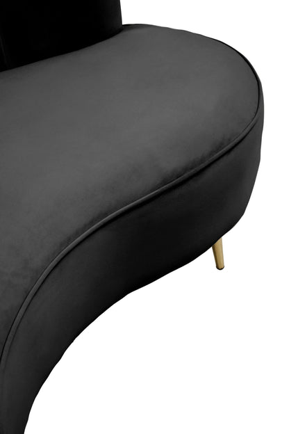 Violetta Three Seat Black Velvet Sofa