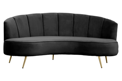 Violetta Three Seat Black Velvet Sofa