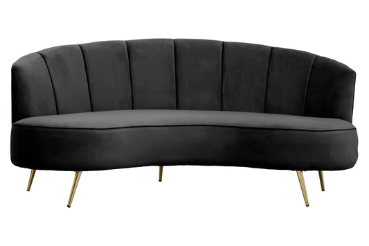 Violetta Three Seat Black Velvet Sofa