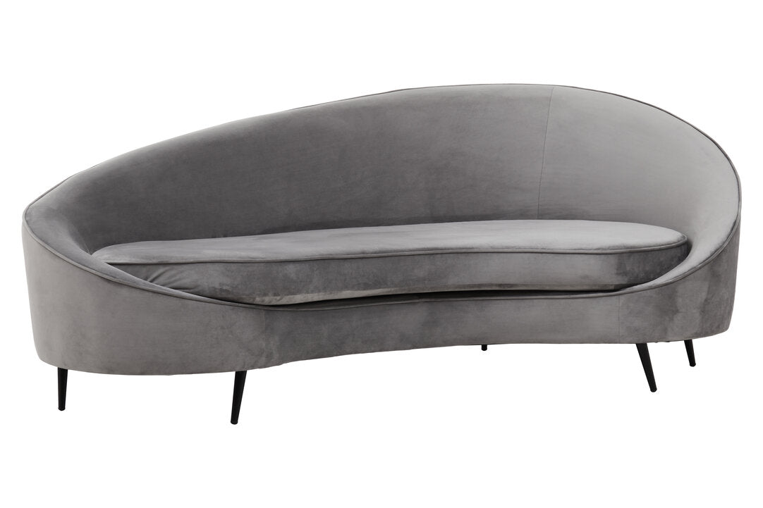 Saffa Three Seat Grey Velvet Sofa