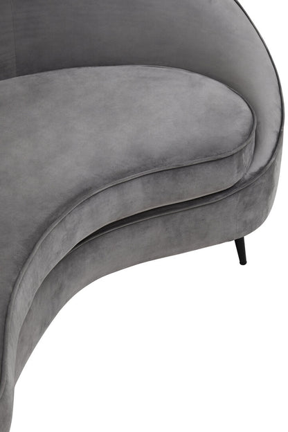 Saffa Three Seat Grey Velvet Sofa
