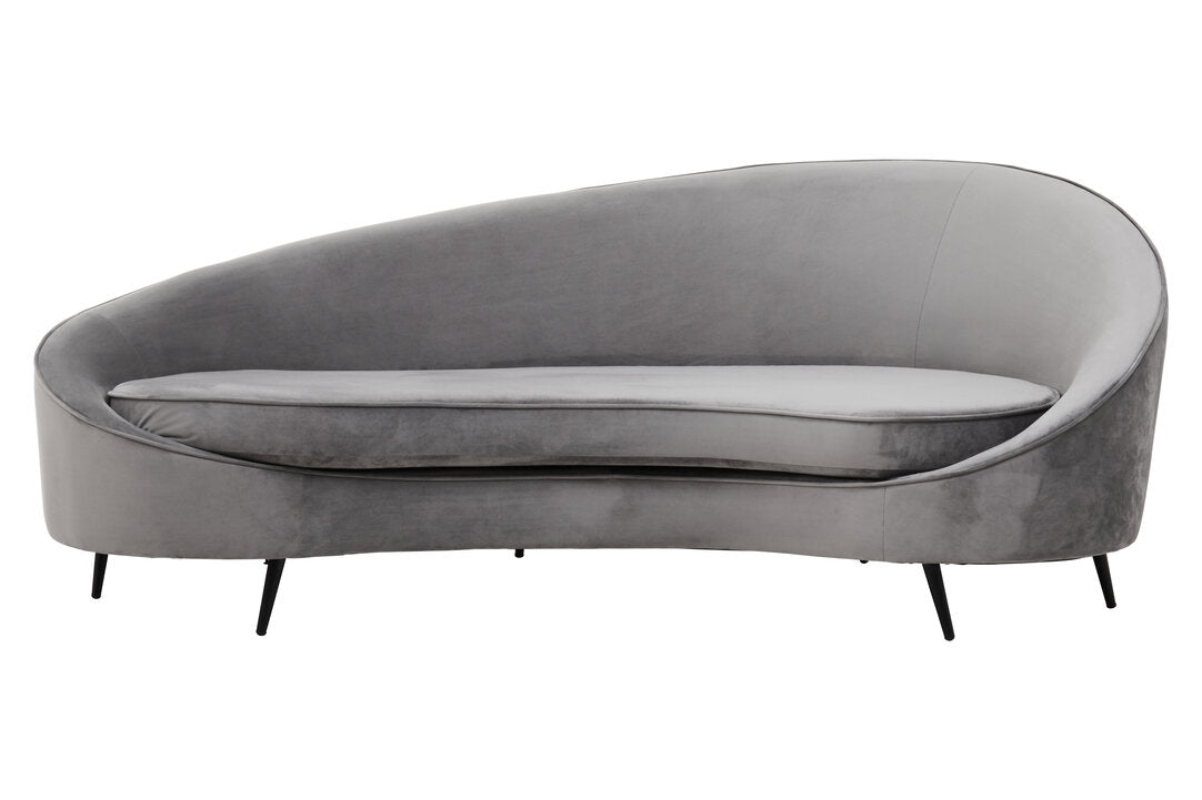 Saffa Three Seat Grey Velvet Sofa