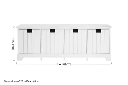 Nantucket White Storage Bench with 4 Drawers