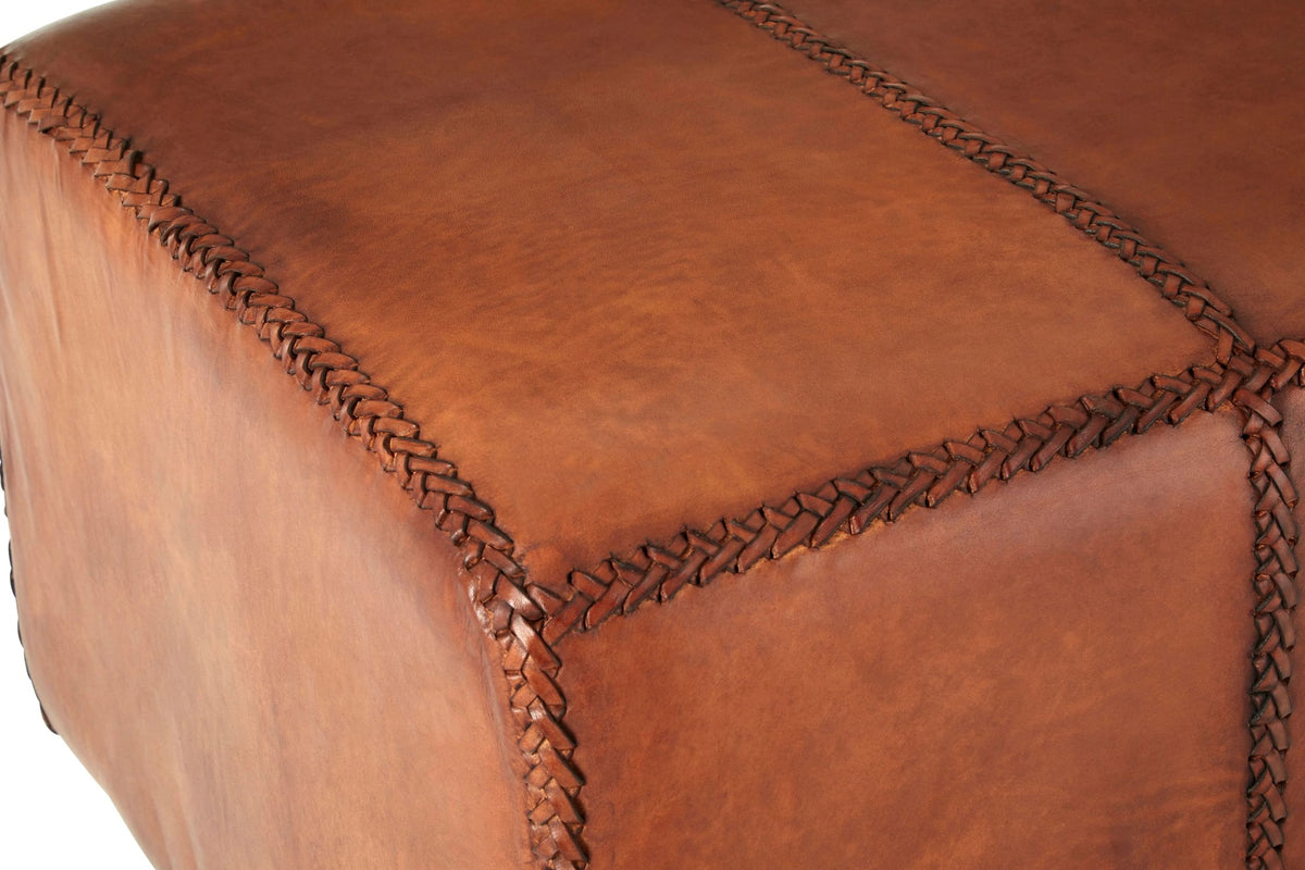 Andes Leather Bench With Teak Wood Legs