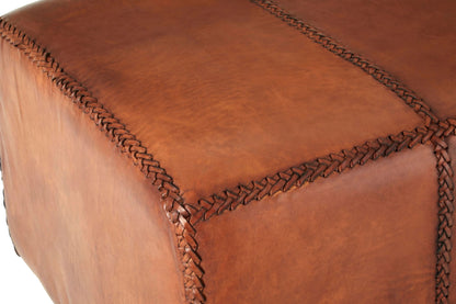 Andes Leather Bench With Teak Wood Legs