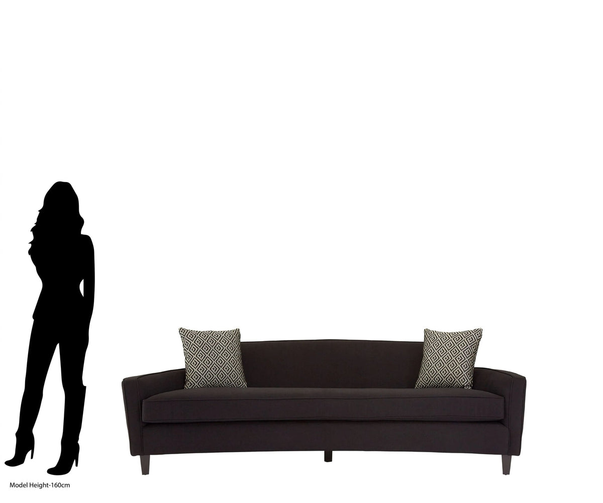 Roslyn 3 Seat Black Dimity Fabric Sofa