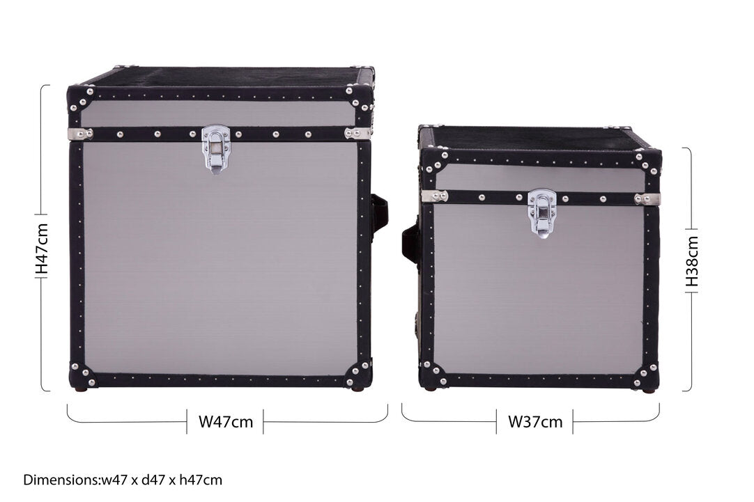 Chelsea Townhouse Black And White Genuine Cowhide Storage Trunk Set