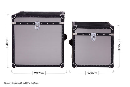 Chelsea Townhouse Black And White Genuine Cowhide Storage Trunk Set