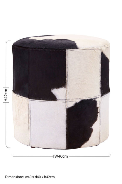 Chelsea Townhouse Black And White Cowhide Stool
