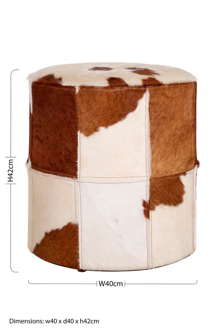 Chelsea Townhouse Brown And White Genuine Cowhide Ottoman