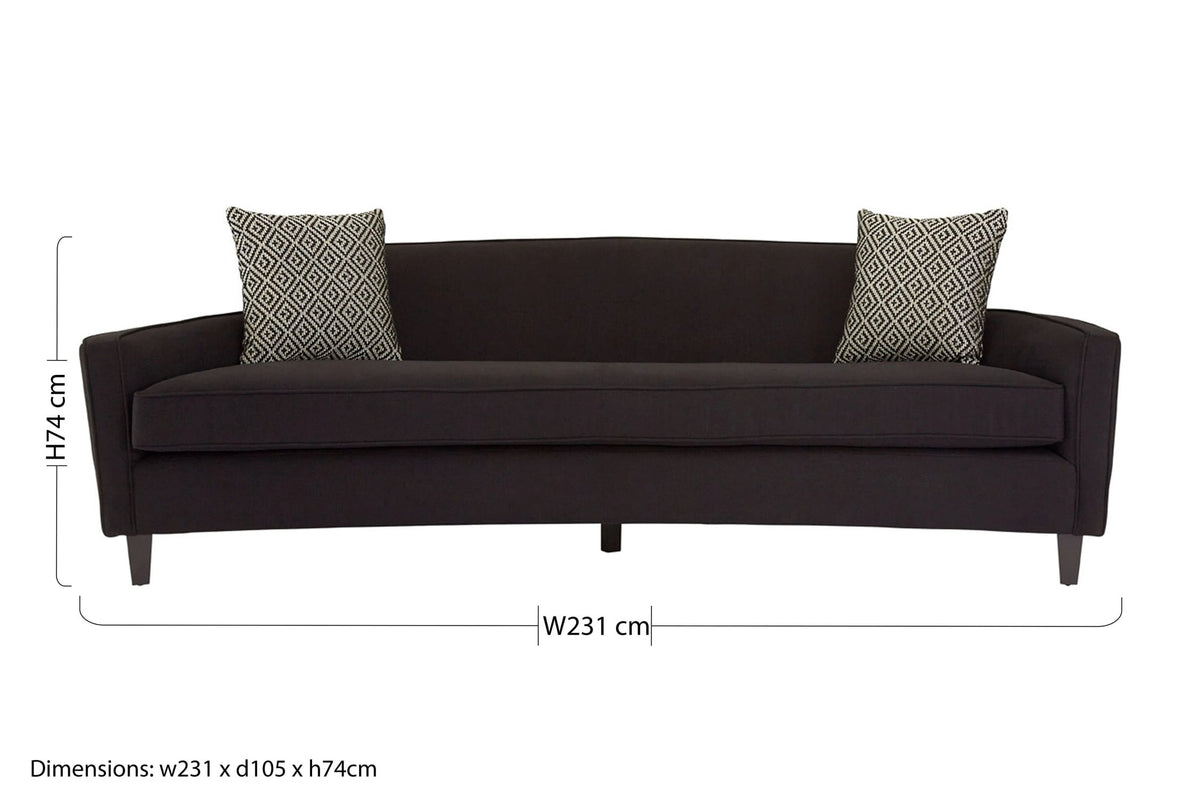 Roslyn 3 Seat Black Dimity Fabric Sofa