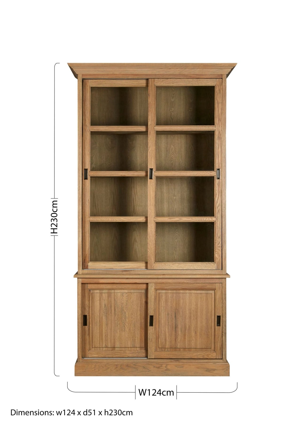Bordeaux Oak Wood Tall Cabinet with Washed Grey Finish