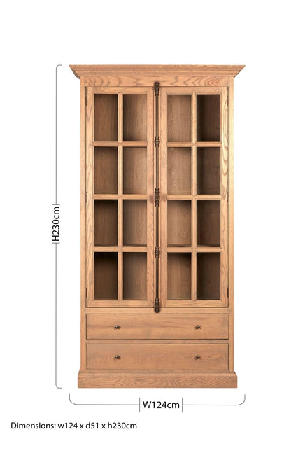 Bordeaux Washed Grey Finish Oak Wood Tall Cabinet