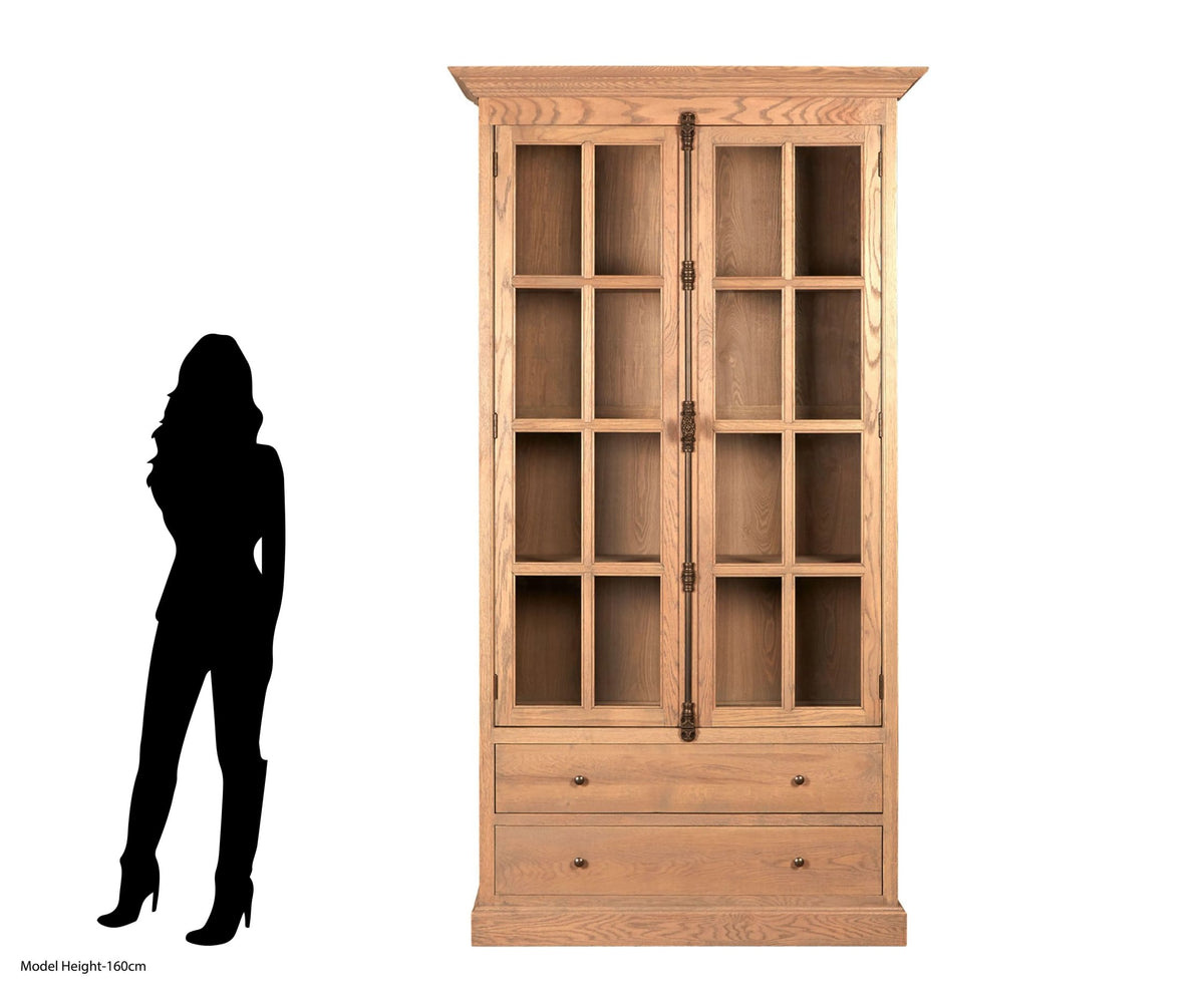 Bordeaux Washed Grey Finish Oak Wood Tall Cabinet