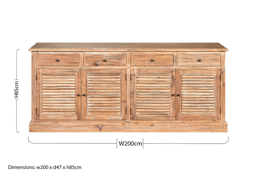 Bordeaux Oak Wood Sideboard with Whitewash Finish