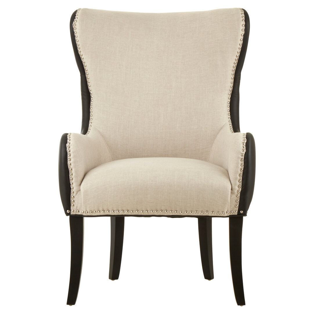 Didim Natural Fabric Chair with Black Leather Effect Back