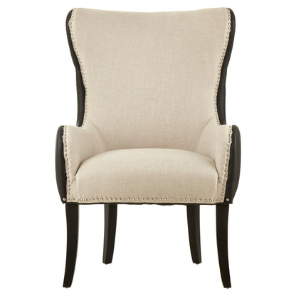 Didim Natural Fabric Chair with Black Leather Effect Back
