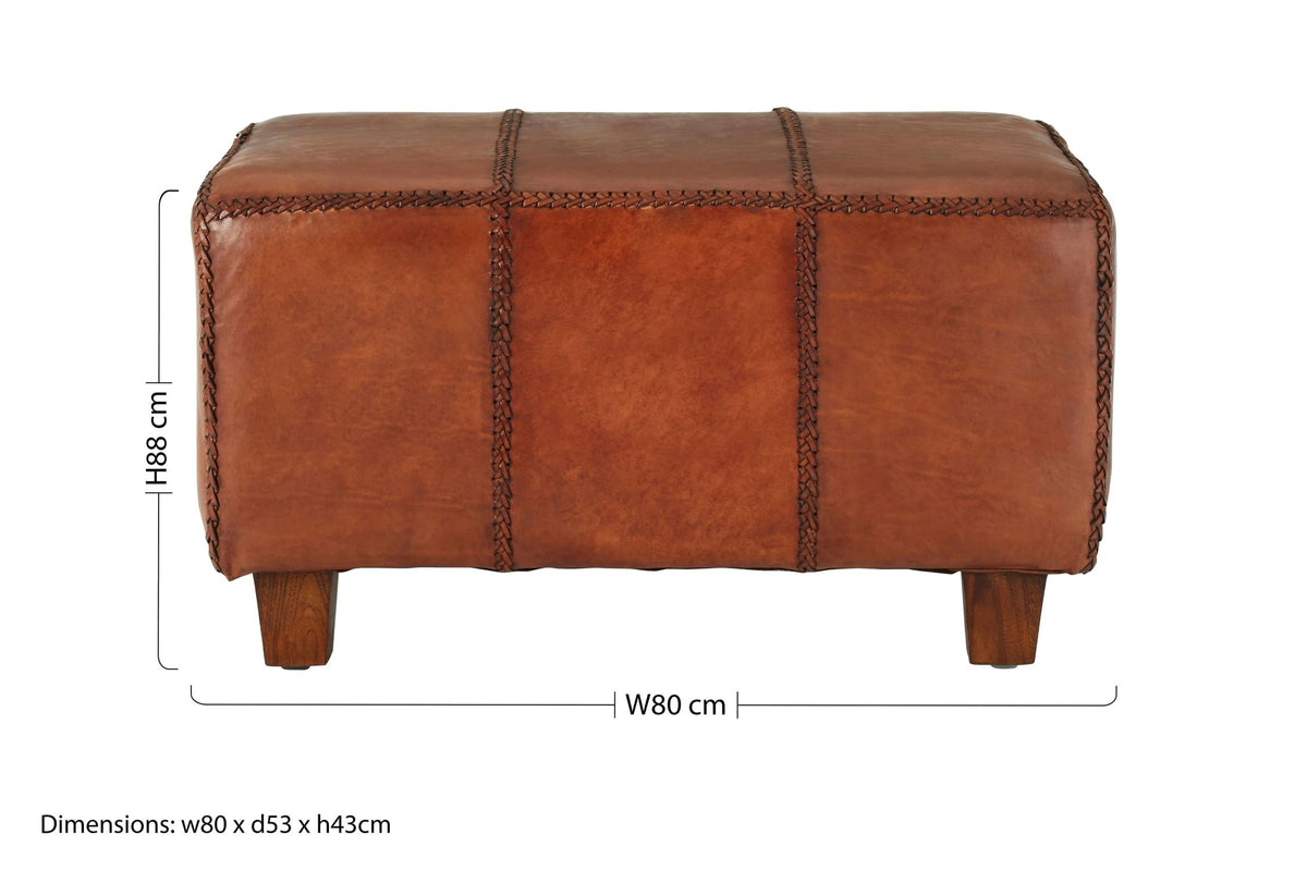 Andes Leather Bench With Teak Wood Legs