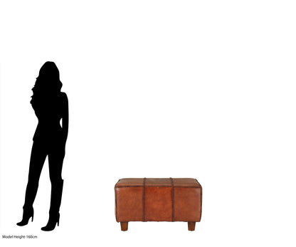 Andes Leather Bench With Teak Wood Legs