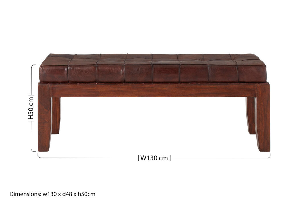 Andes Antique Brown Leather Bench
