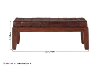 Andes Antique Brown Leather Bench