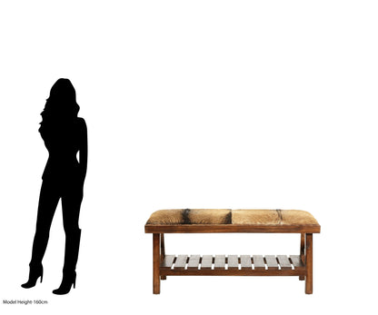 Andes Brown Hair on Leather Bench