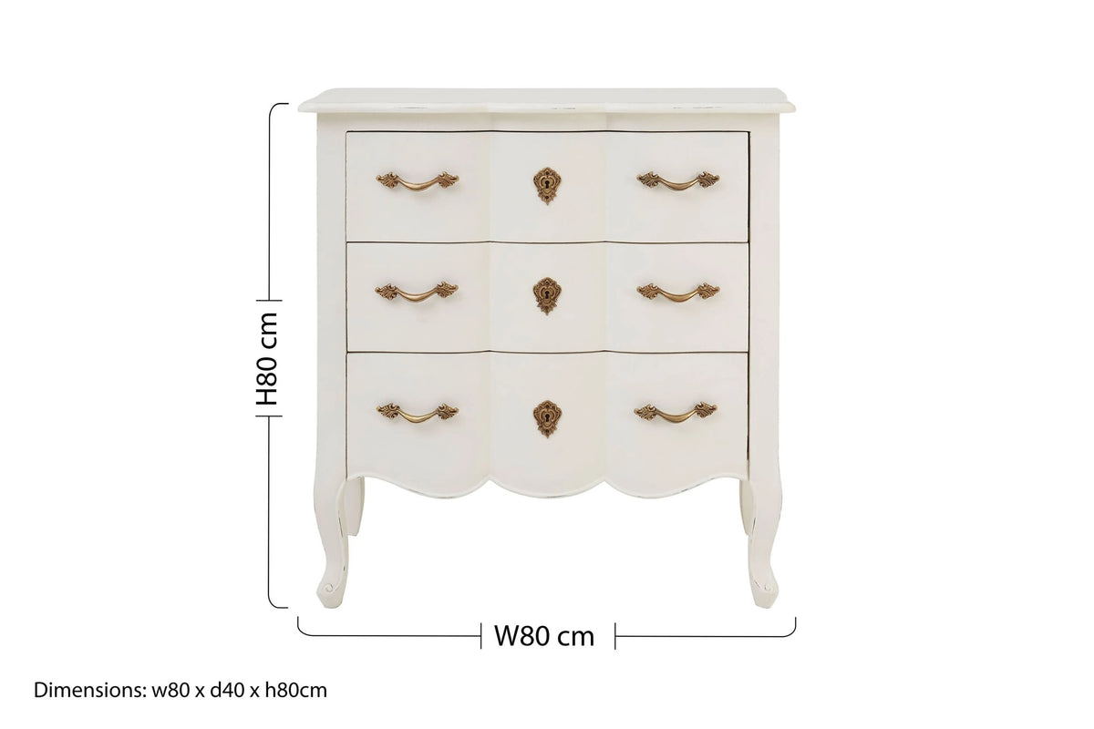 Seine White Chest of 3 Drawers